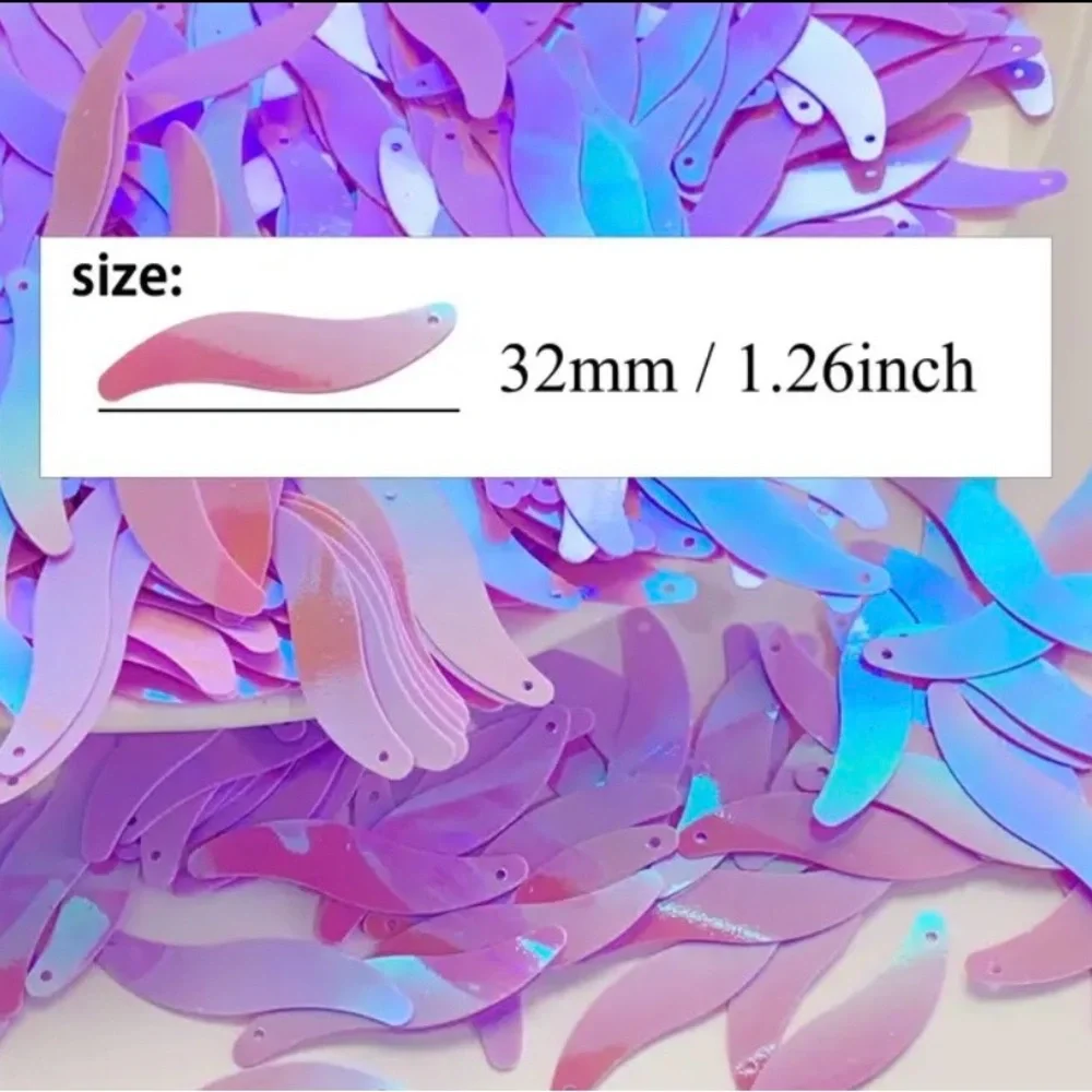 300 Iridescent Purple S-Shaped Paillettes, Weddings, Jewelry, Home, DIY, Clothes